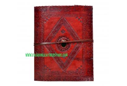 Vintage Handmade New Blank Cotton Paper Leather Journal Onyx Stone Handmade Embossed Diary